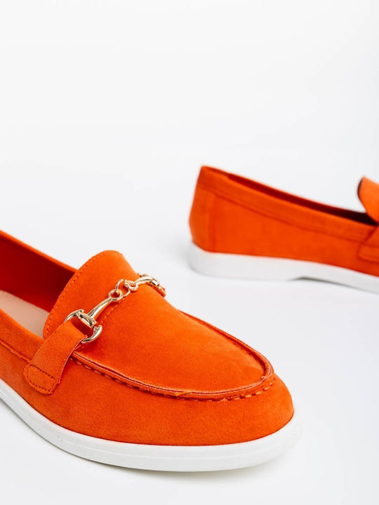 Loafers Dama Din Piele În Culoare Portocalie