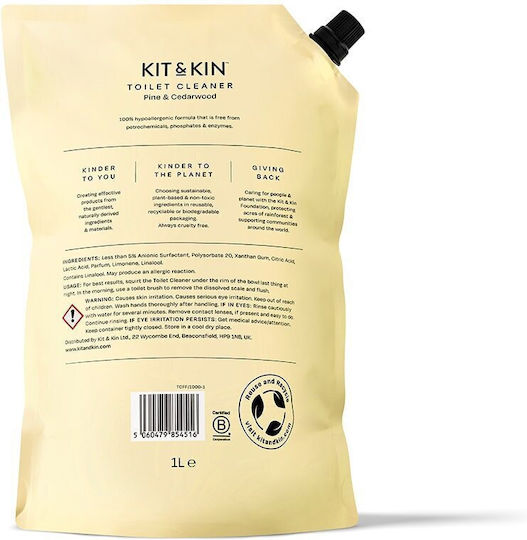 Kit & Kin Badezimmerreiniger Anti-Kalkmittel Ersatzteil mit Duft Kiefer 1lt