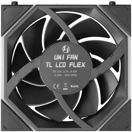 Lian Li Uni Fan Tl LCD Flex Вентилатор за кутия 120mm (1900rpm / 66cfm) с ARGB осветление и 4-изводна ШИМ връзка
