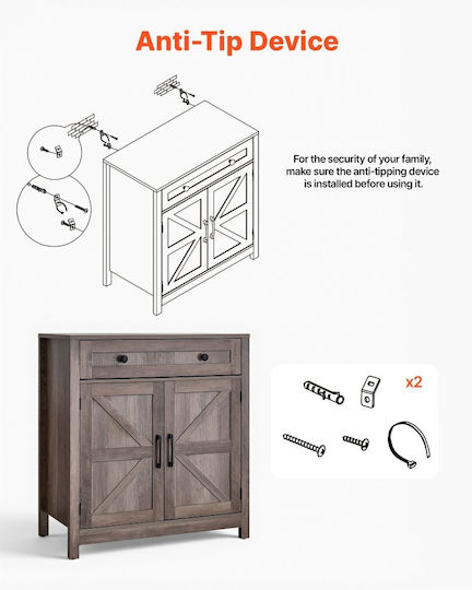 Sideboard aus Holz & Metall mit Schubladen Grau 75x37.5x80cm