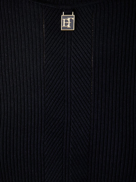 Damen Langärmeliges Rollkragenpullover Schwarz