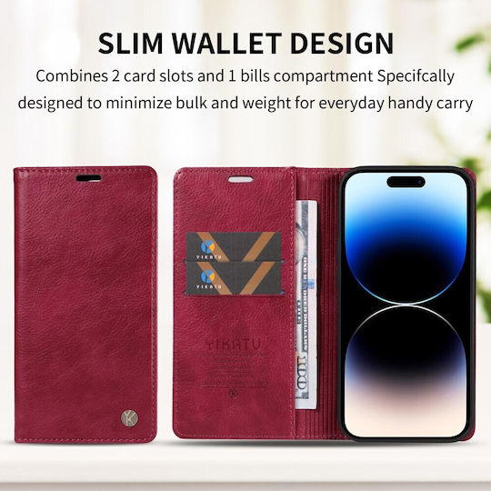 Yikatu Yk-006 Book Case Wine Red Oppo Reno16 5G Reno16 Pro 5G