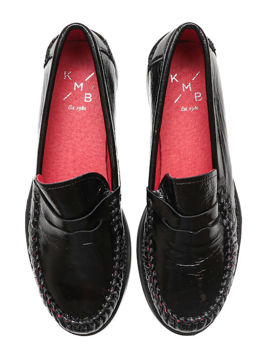 Lackleder Damen Mokassins in Schwarz Farbe