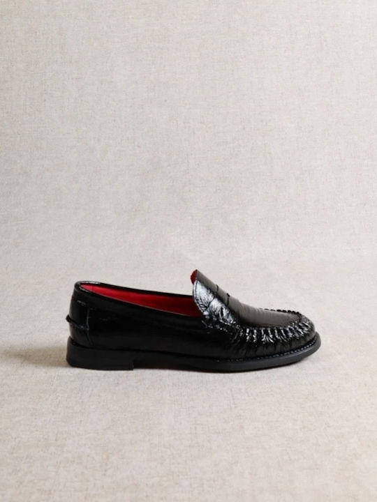 Lackleder Damen Mokassins in Schwarz Farbe