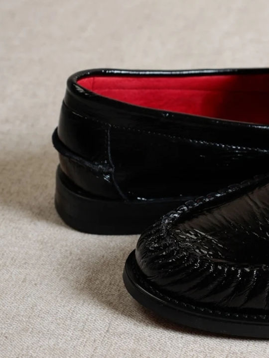 Lackleder Damen Mokassins in Schwarz Farbe