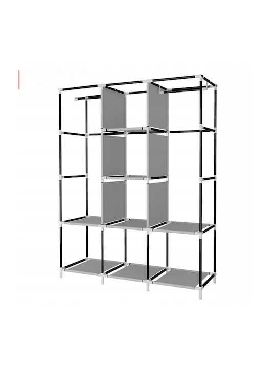 Dulap Din Material Cu Fermoar Și Rafturi În Culoare Neagră 125x42x165cm