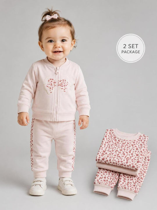 Kids Tracksuit Set With Jacket With Top Pink 2 Pieces