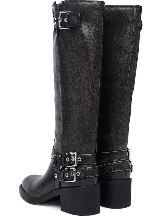 Schwarze Damenlederstiefel