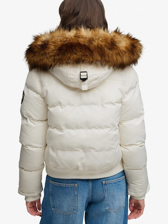Everest Jachetă Dama Puffer Pentru Iarnă Alb Off White