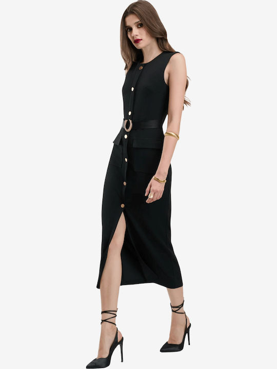 Summer Midi Shirt Dress Black