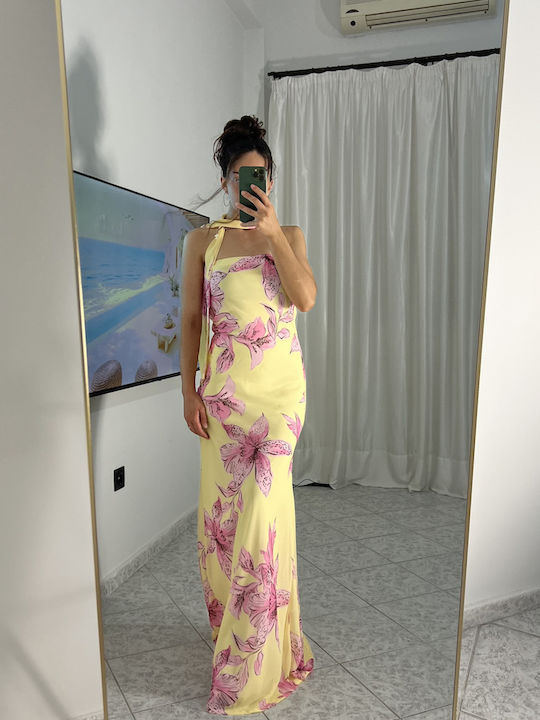 Sommer Maxi Abendkleid Trägerlos Gelbe