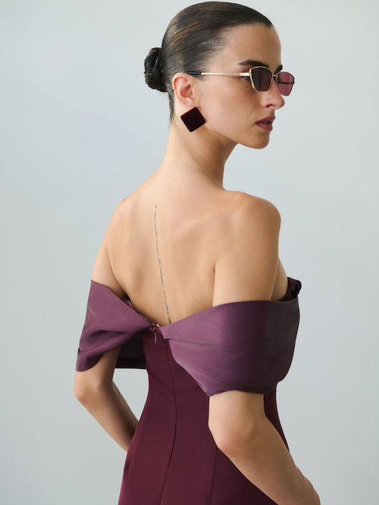 Sommer Maxi Abendkleid Trägerlos Burgundisch