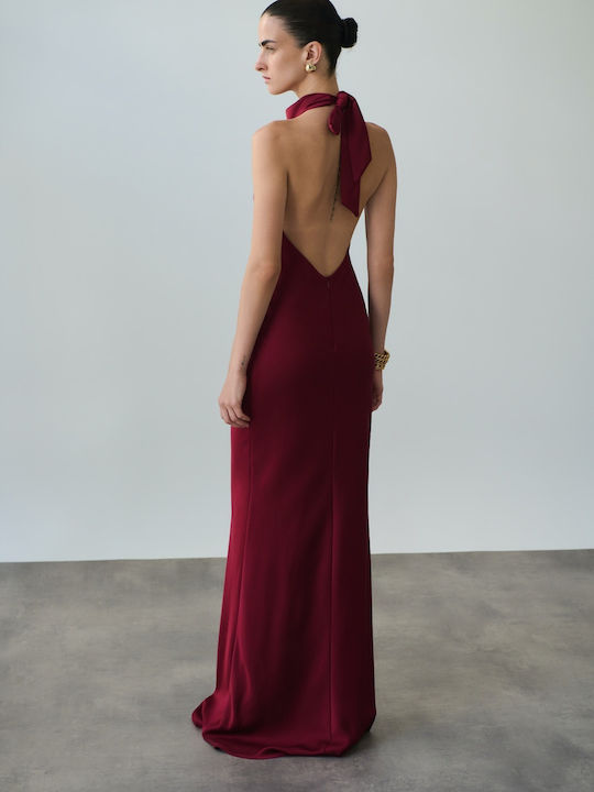Rochii Maxi De Seara Jupon Satin Cherry Red