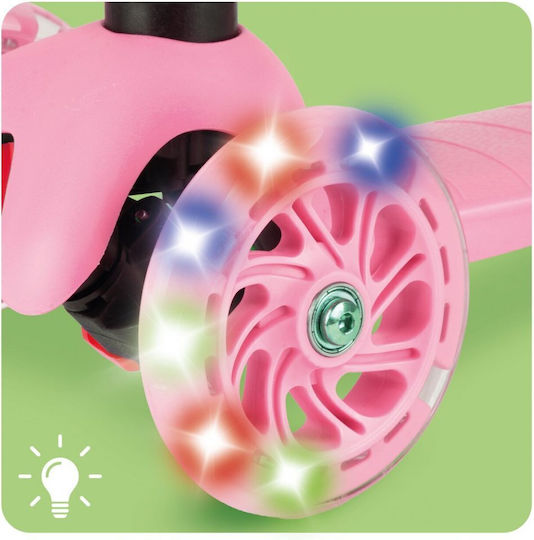 MalPlay Patin pentru copii cu 3 roți cu iluminare LED pentru 3+ ani Roz