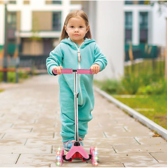 MalPlay Patin pentru copii cu 3 roți cu iluminare LED pentru 3+ ani Roz