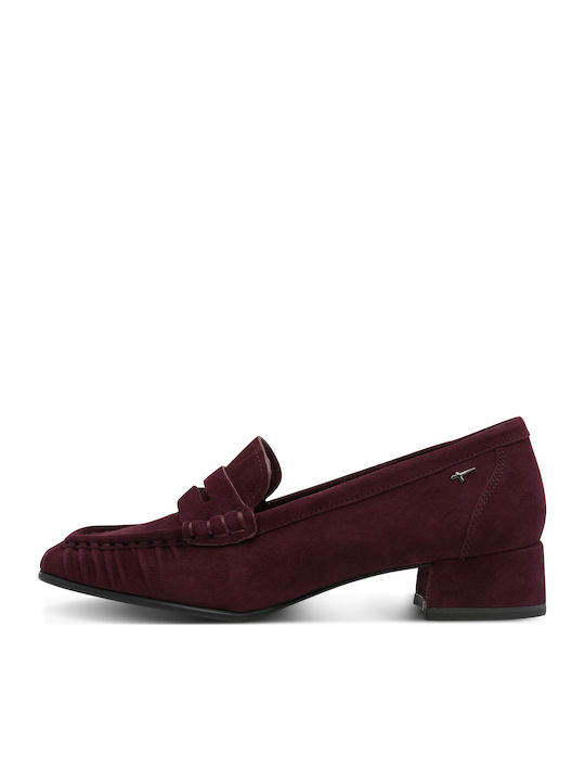 Leder Pumps mit Chunky Absatzdicke Burgundisch