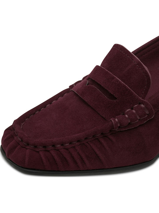 Leder Pumps mit Chunky Absatzdicke Burgundisch