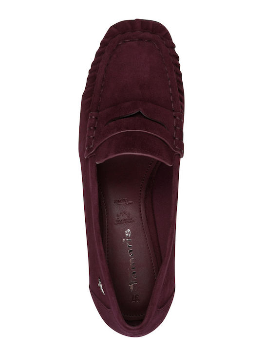 Leder Pumps mit Chunky Absatzdicke Burgundisch