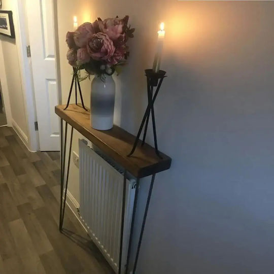 Consolă din Lemn Masiv și Metal Maro M130xL20xÎ85cm