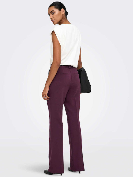 Hw Hw Women's High-Rise Fabric Flared Trousers in a Slim Fit Winetasting