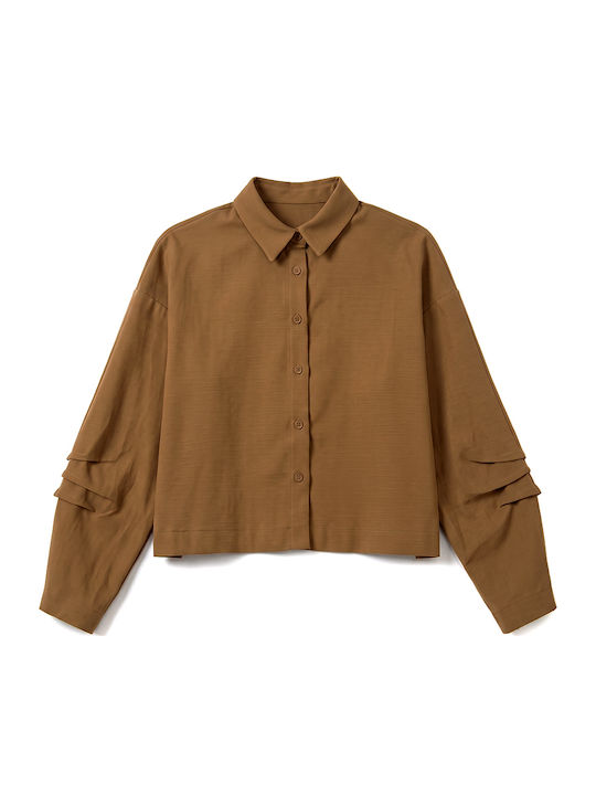 Long Sleeve Women's Shirt Brown