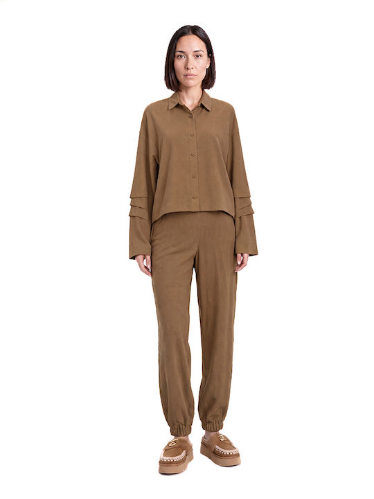 Long Sleeve Women's Shirt Brown