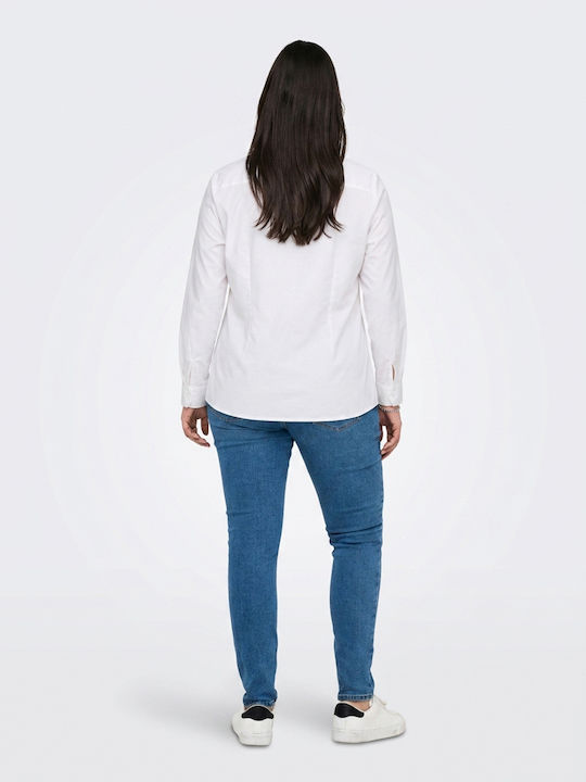Langärmeliges Damen Denim Hemd Weiß