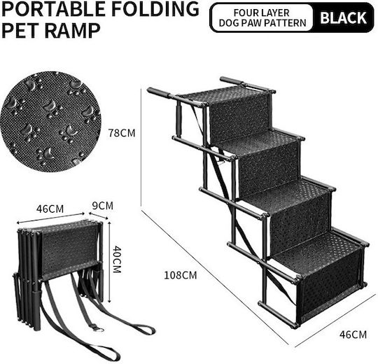 Waterproof Car Steps for Dog Black