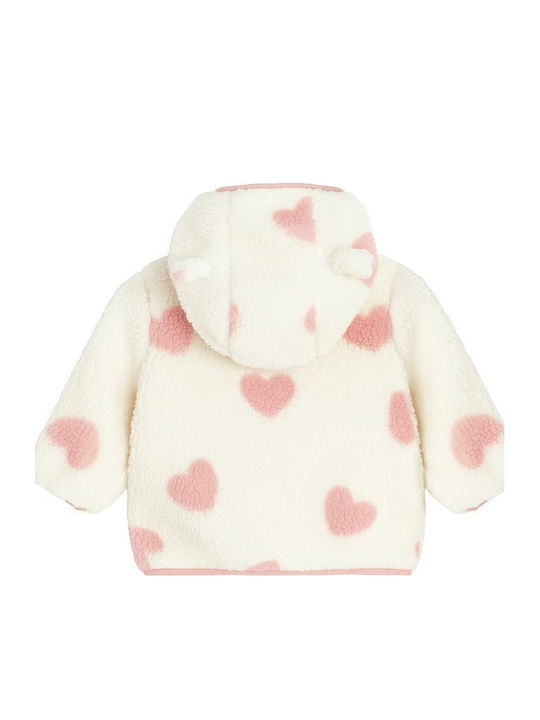 Cardigan Pentru Copii Fleece Cu Glugă Alb