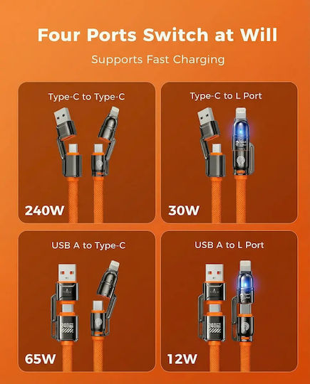 Hyperloq USB към кабел Сив 2m