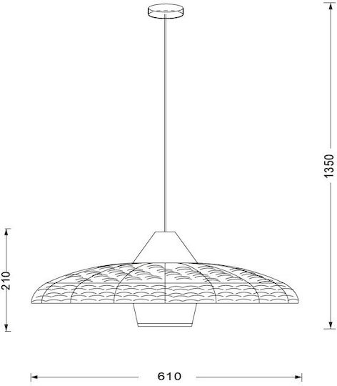 Sun Light Hängelampe Schwarz mit Seil für Fassung E27 61x61x135cm.