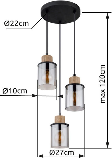 Globo Lighting Κρεμαστό Φωτιστικό Μαύρο με Ντουί E27