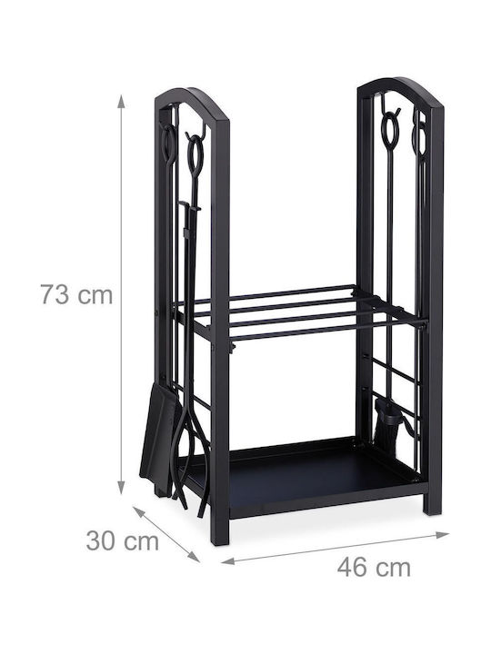 Relaxdays Raft Metalic De Depozitare Lemne 73x46x30cm Negru
