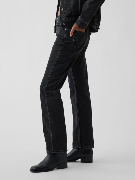 Damen Jeans Hose Mittlerer Anstieg in Schlank Passform Schwarz