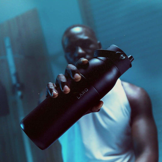 LARQ PureVis 2 Thermos Bottle Stainless Steel BPA Free 1lt Obsidian Black With Mouthpiece Loop Straw And Handle