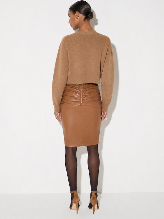 Gestrickte Damen Strickjacke Camel