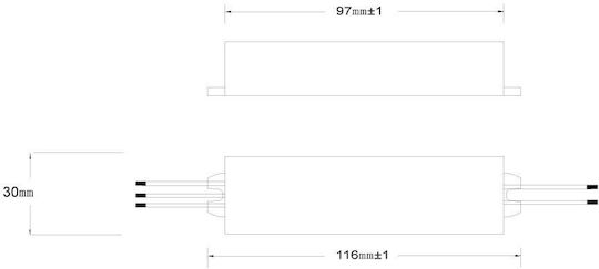 Baris Light LED Power Supply IP67 10W 12V 100-264VAC 116x30x20mm W6011001-109