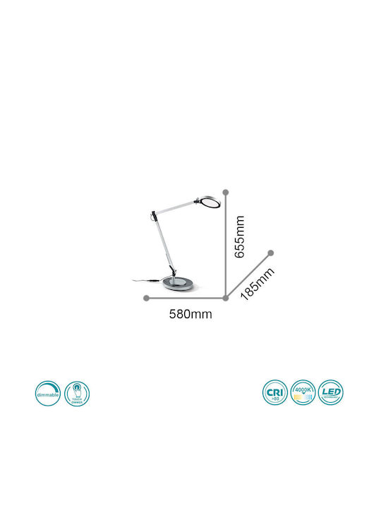 Ideal Lux Futura TL1 LED Office Lamp with Foldable Arm in White Color
