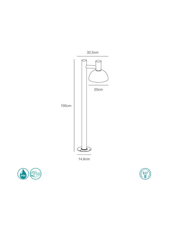 Nordlux Arki 100 Outdoor Floor Lamp Small Post IP54 for E27 Bulb Black