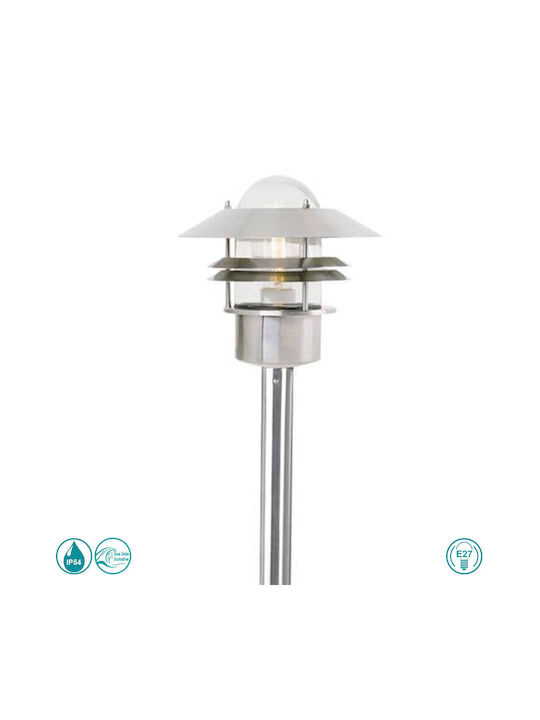 Nordlux Blokhus Outdoor Floor Lamp Small Post 15W IP54 for E27 Socket Silver