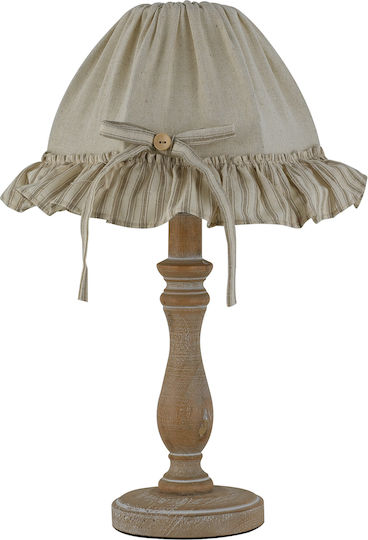 Fan Europe Cherry Ξύλινο Vintage Πορτατίφ για Ντουί E27 με Μπεζ Καπέλο και Καφέ Βάση