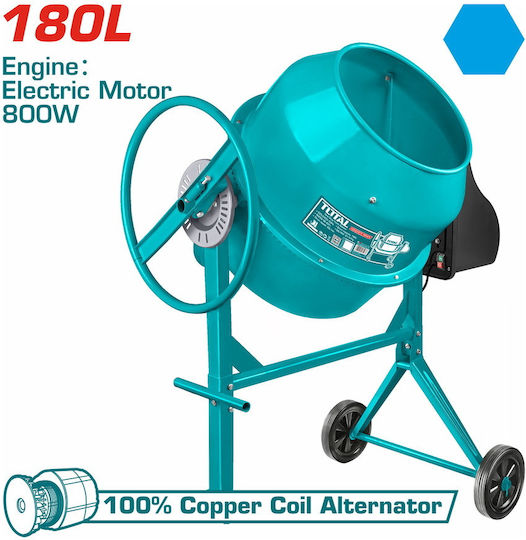 Total -1 Електрическа Бетонна Миксер с Колела 800W 180л