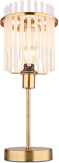 Globo Lighting Metal Table Lamp for Socket E14 with Transparent Shade and Gold Base