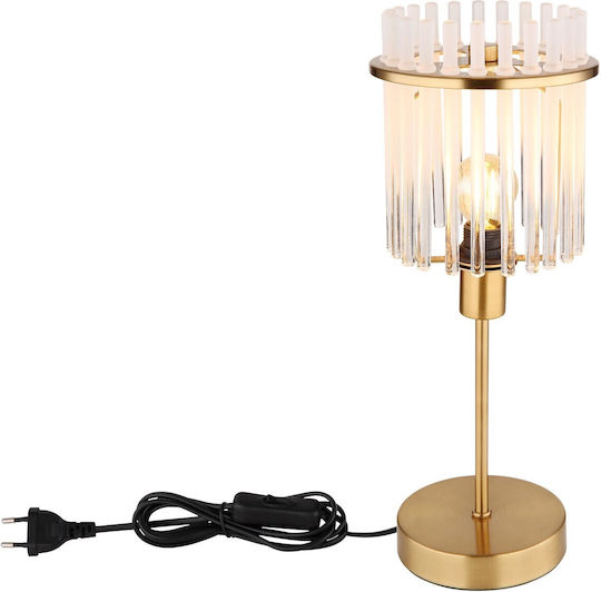 Globo Lighting Metal Table Lamp for Socket E14 with Transparent Shade and Gold Base