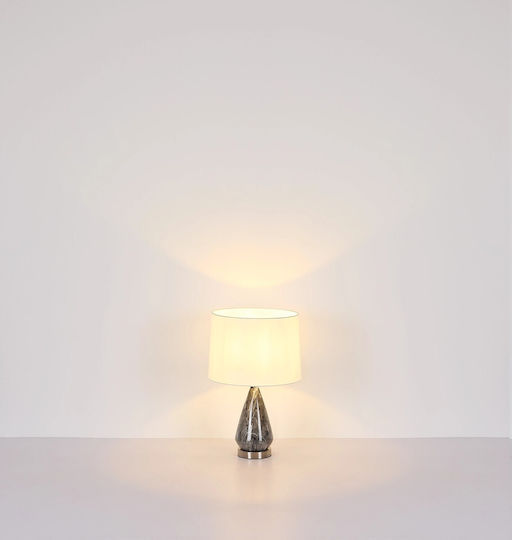 Globo Lighting Metallisches Tischlampen Für E27 Fassung Mit Weißem Hut Und Grauer Basis