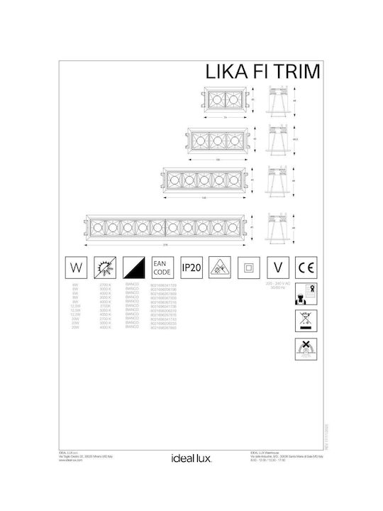 Ideal Lux Скрито Скопие с Вграден LED и Топло Бяла Светлина Бяло