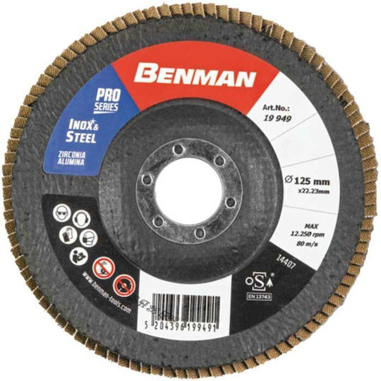 Benman Professional Series Schleifscheibe 125mm P40 mit Flügeln 19948