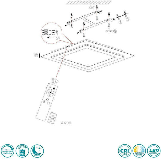 Trio Lighting Platz Draußen LED Panel 46W mit Warmes Weiß Licht 2700K