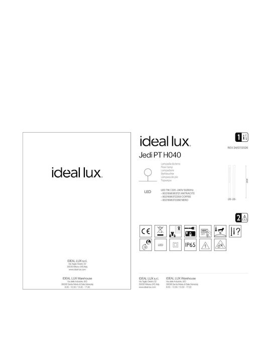 Ideal Lux Wasserdichtes LED-Leuchten Eingefasst Jedi Warmweiß 372266