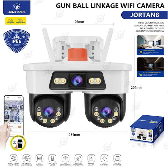 Jortan 001010658 IP Dual Surveillance Camera Wi-Fi Waterproof with 3.6mm Lens
